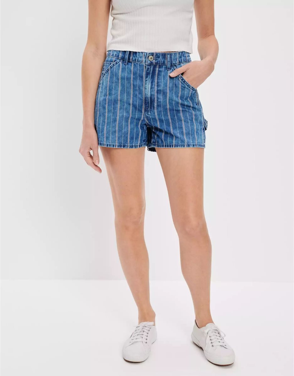 Shorts American Eagle AE Denim Highest Taille '90s Boyfriend Indigo Stripes Femme | ULD-98267945